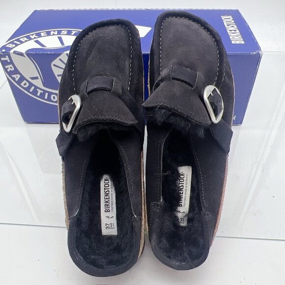 Birkenstock Buckley Shearling Clogs Flat Black Suede EU 37 Women US 6- 6.5 - Picture 12 of 12